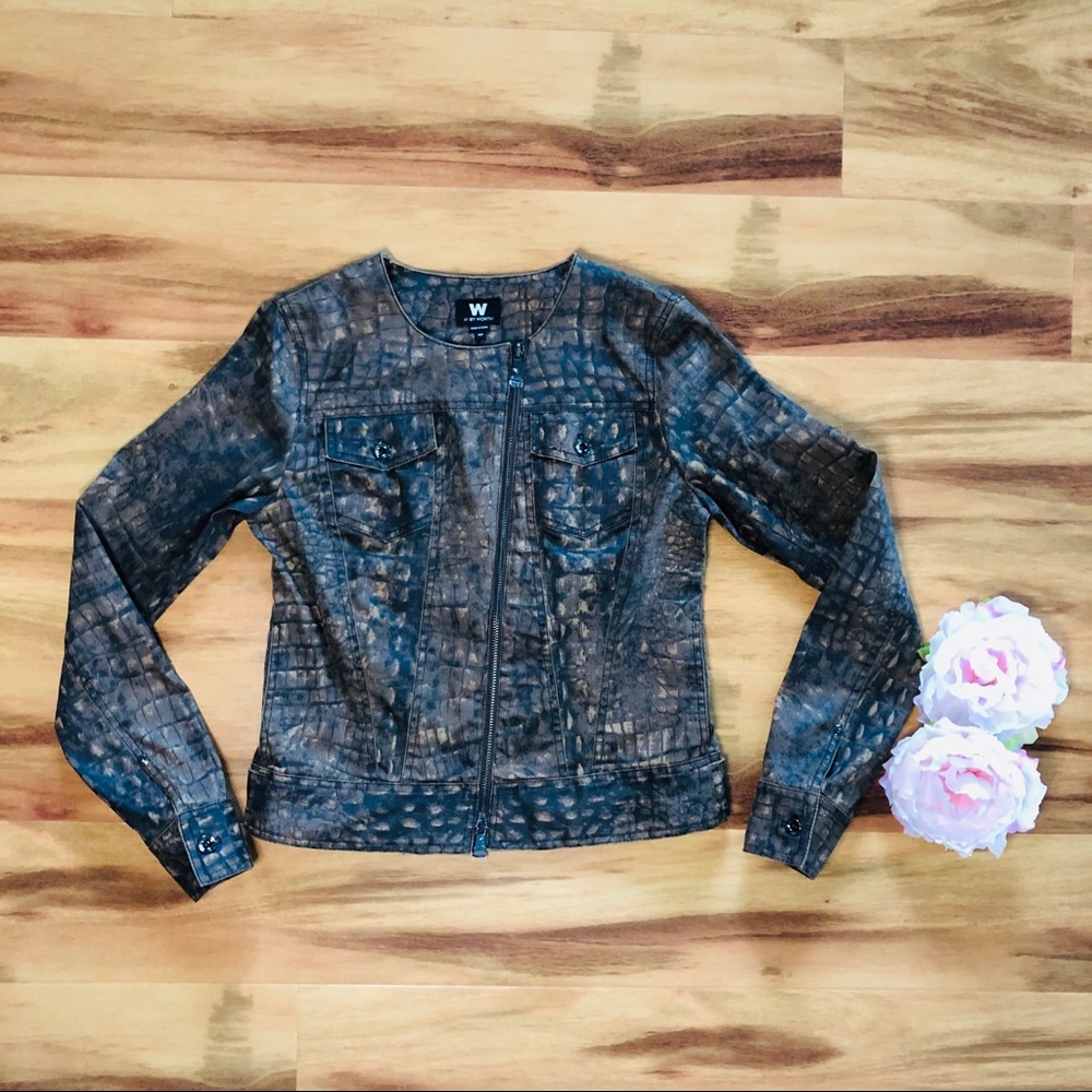 W By Worth Alligator Print Brown Sz XP Jacket